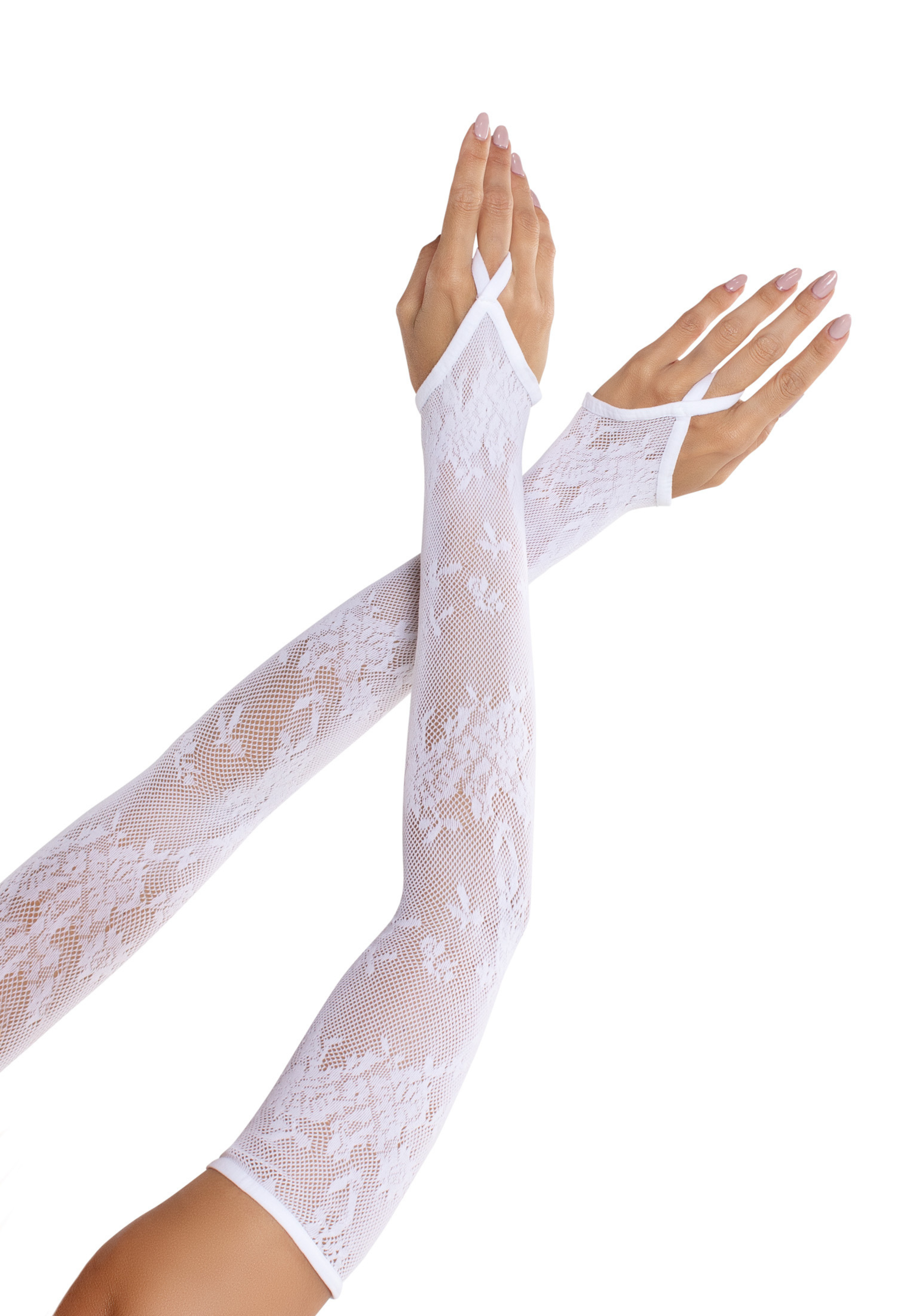 Floral Net Extra Long Gauntlet Arm Warmers