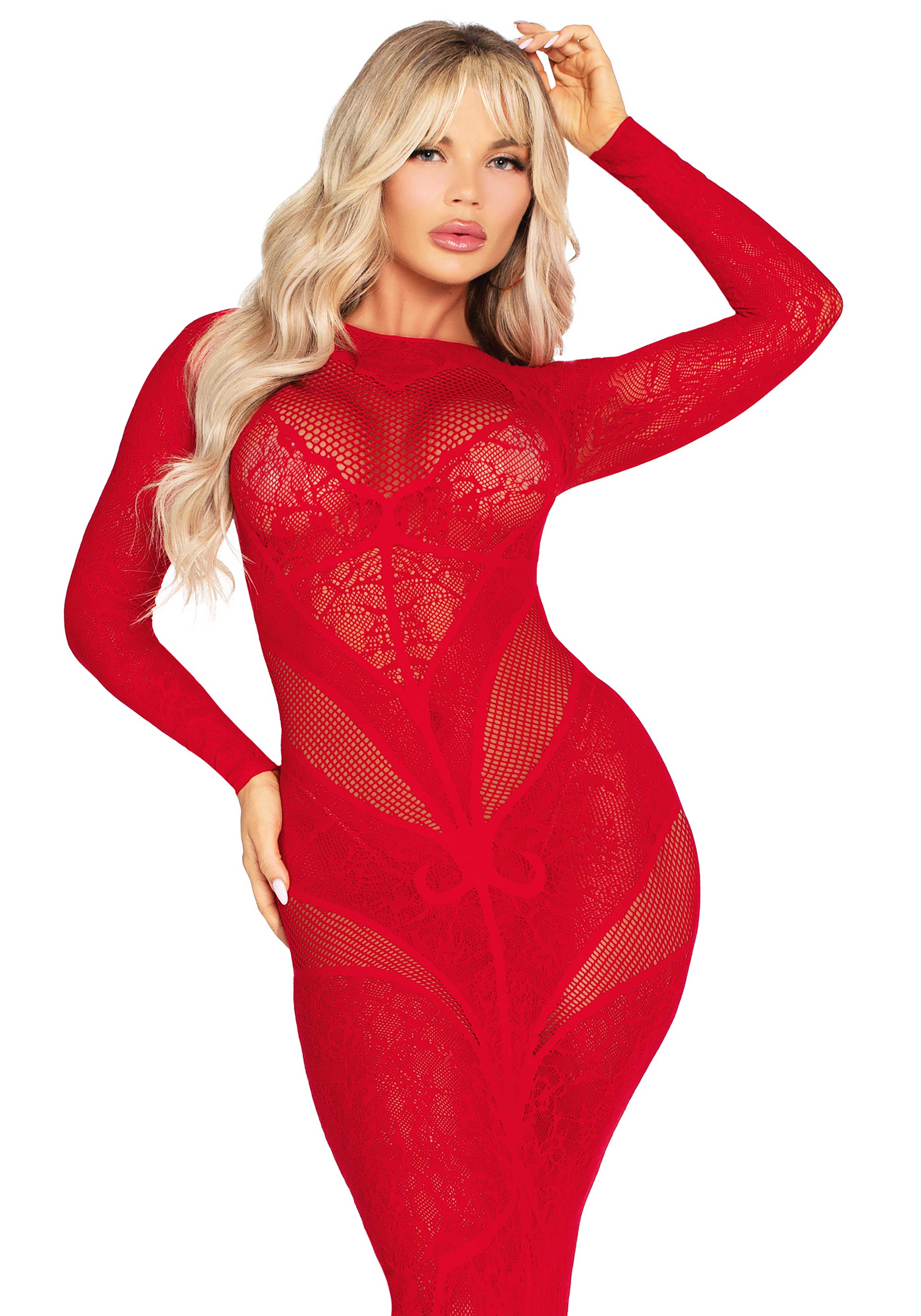 Lace and Net Bodycon Gown