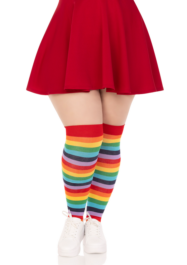 Cherry Plus Rainbow Thigh High Socks