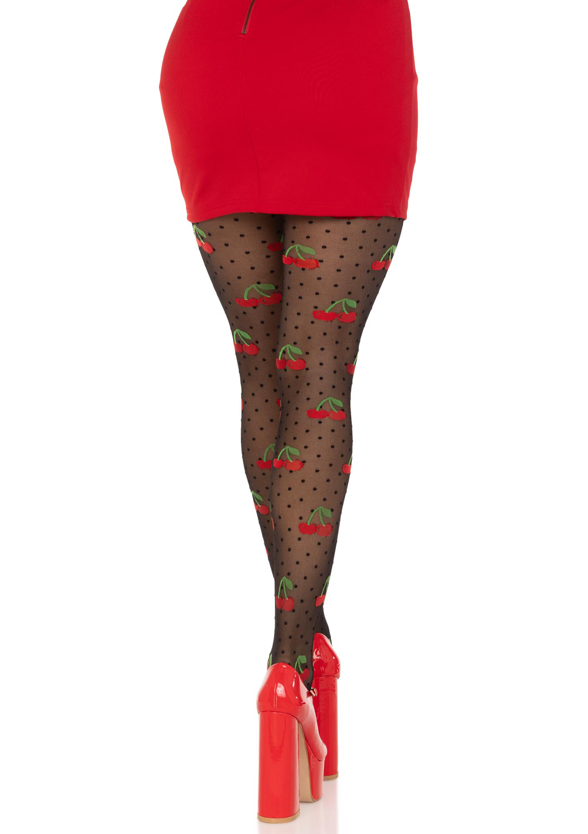 Elastane Polkadot Cherry Tights